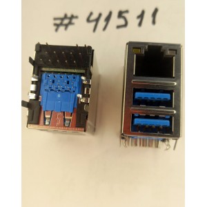 Разъём Combo JACK USB3.0/LAN W/LED GIGA TRA (Asus p/n: 12G142011320) FOXCONN JFM38U1M-B301-4F Разъём Combo JACK USB3.0/LAN W/LED GIGA TRA (Asus p/n: 12G142011320) FOXCONN JFM38U1M-B301-4F