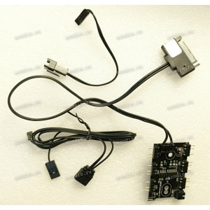 6ARGB Controller Asus GT301 (p/n 90DC0040-B0006C, 6ARGB Controller V1.1) FAN HUB/CSC & Cable PWM, 3 pin, SATA 15 pin L=300 mm (Хаб-разветвитель вентиляторов PWM 30x50 mm)