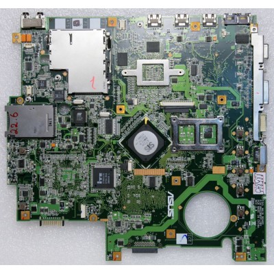 MB BAD - донор Asus F5VL MB. (NLJMB1000-B38) P/N: 08G2005FL20V REV: 2.0, ATI 216PVAVA12FG, SIS 671DX, SIS 968, 4 чипа Qimonda HYB18T256161BF-25