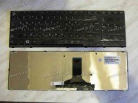 Keyboard Toshiba Satellite A660, A660D, A665, A665D (Black/Glossy/RUO) чёрная глянцевая русифицированная