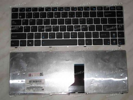 Keyboard Asus A42, K41, K42, K43, N82, N43, N82, U31, U35, U41, UL30, UL35, X4, X42, X43, X44 (Black-Silver/Matte/US) чёрная в серебряной рамке матовая