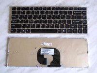 Keyboard Sony VPC-Y, VPC-Y115, VPC-Y118 (p/n:148768621) (Black-Silver/Matte/US) черная в серебр рамке мат