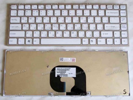 Keyboard Sony VPC-Y, VPC-Y115, VPC-Y118 (p/n:148768561) (White-Silver/Matte/RUO) бел в сер рам мат русиф