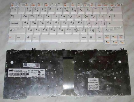 Keyboard Lenovo 3000 Series C/N/V/Y, IdeaPad Y510, Y520 (White/Matte/RUO) белая матовая русиф.