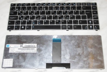 Keyboard Asus UL20 (Black-Silver/Matte/TR) чёрная в серебряной рамке матовая