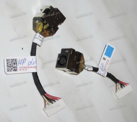 DC Jack HP Pavilion dv5-2000, CQ58, G6-1000 (AMD) (6017B0258701, 640891-001) + cable 50 mm + 8 pin (Ф - стандартный 3-пин Dell/HP)