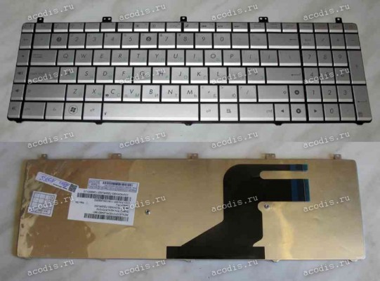 Keyboard Asus N55, N55S, N55SF, N55SL, N75, N75S, N75SF, N75SL, X5QS, X5QSF, PRO7DS, PRO7DSF, PRO7DSL, X7DS, X7DSF, X7DSL (p/n: 0KNB0-7200RU00) (Silver/Matte/RUO) серебристая матовая