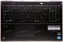 Keyboard Sony SVS15113FXB + topcase (p/n: A1891596A) (Black-Black/Matte/RUO) чёрная русифицированная с чёрной рамкой