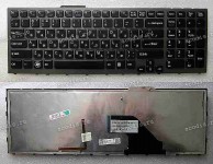 Keyboard Sony VPC-F11, VPC-F12 (p/n:148781111) (Black-Black/Matte/LED/RUL) чёрн в черн рамке мат с подсвет