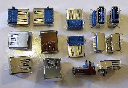 USB Jack Type A 4 pin => 9 pin сквозь плату (#4538)