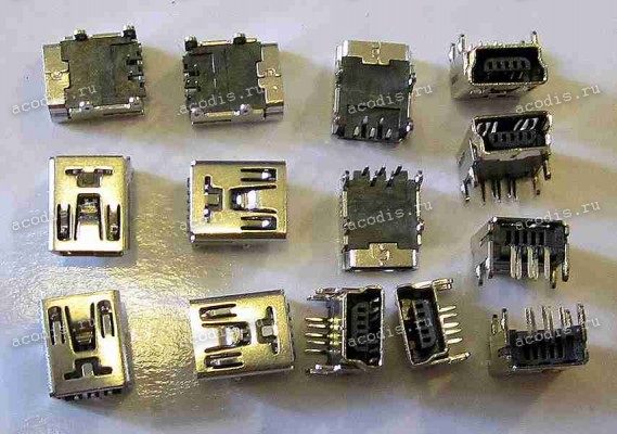 miniUSB Jack Type B 5 pin сквозь плату (#4541)