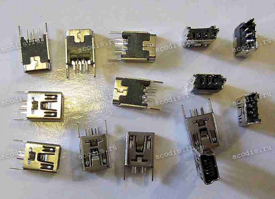 miniUSB Jack Type B 5 pin сквозь плату вертикально (#4542)