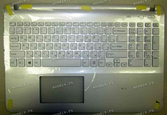 Keyboard Sony SVF1521P1RW, SVF152A29V + topcase БЕЗ подсветки (p/n: A1960126A) (White/Matte/RUO) белая русифицированная с топкейсом