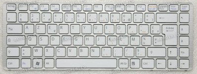 Keyboard Sony VGN-NW (p/n: 148738041, A1736534A) (White-Silver/Matte/FR) белая матовая в серебристой рамке
