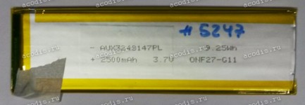 АКБ Li-Pol 3,7V 2500mAh 147x48x3,2 mm с контроллером 3 pin (REC 3248147), разбор (Digma TT7020MG)