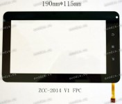 7.0 inch Touchscreen  10 pin, CHINA Tab ZCC-2014 V1 FPC, OEM черный, NEW
