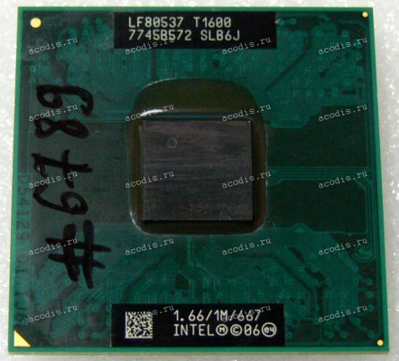 Процессор Socket P (PGA-478) Intel Celeron T1600 (p/n: SLB6J) (2*1.67GHz=166MHz x 10, 2*1MB, 65nm, 35W)