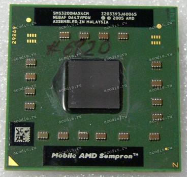 Процессор Socket S1 (638) AMD Mobile Sempron 3200+ (SMS3200HAX4CM) (1.60GHz=200MHz x 8, 512kB, 90nm