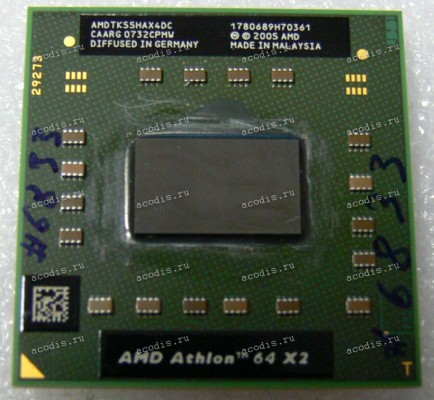 Процессор Socket S1G1 (638) AMD Athlon 64 X2 TK-55 (AMDTK55HAX4DC) (2*1.80GHz=200MHz x 9, 2*256kB