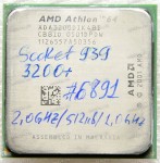 Процессор Socket 939 AMD Athlon 64 3200+ (ADA3200DIK4BI) (2.00GHz=200MHz x 10, 512Kb, 90nm, 1000MHz,