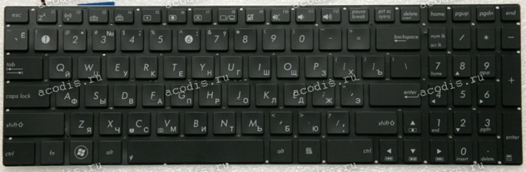 Keyboard Asus G771, N56, N56D, N56J, N56V, N76, N76V, N76Y, Q550, Q550L, R500V, R505, S550C, U500V, U500VZ (p/n: 0KN0-QX1RU13, 9Z.N8BBU.M0R, 0KN0-M32RU23, 0KNB0-6621RU00, 9Z.N8BBU.K0R) (Black/Matte/LED/RUO) чёрная матовая русифицированная с подсветкой