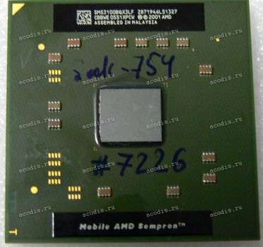 Процессор Socket 754 AMD Mobile Sempron 3100+ (SMS3100BQX3LF) (1.80GHz, 256kB, 90nm, 800 MHz, 1.2 V