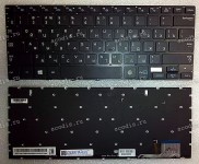 Keyboard Samsung NP370R4E, NP370R5E, NP450R4V, NP730U3E, NP730U3E-K01, NP740U3E, NP740U3E-X01 (p/n: BA59-03688C) с подсветкой (Black/LED/Matte/RUO) чёрная матовая русифицированная