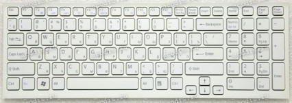 Keyboard Sony VPC-EB (p/n:148793271) (White/RU) русифицированная, белая матовая с рамкой