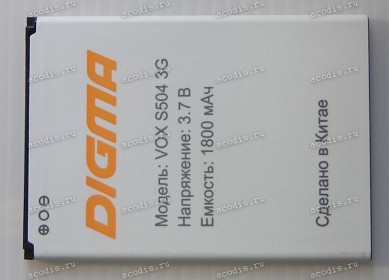 АКБ Digma Vox S504 3G (3.7v, 1800mAh, VS5016PG, SP07951)