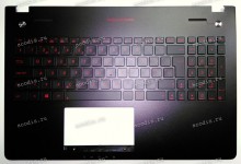 Keyboard Asus N56JR-1C, N56V, N56VB, N56VV, N56VM, N56VJ, N56VZ + topcase (0KNB0-6628SF00, 90NB03Z3--R31SF0) (Black-Black/Matte/LED/SF) черная