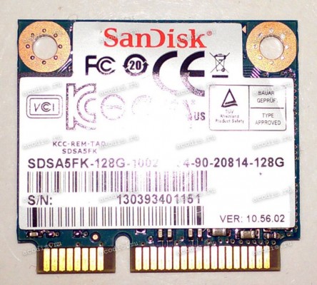 miniPCI-E SSD mSATA SanDisk SDSA5FK-128G-1002Q 128Gb half size (03B03-00031300, 54-90-20814-128G)