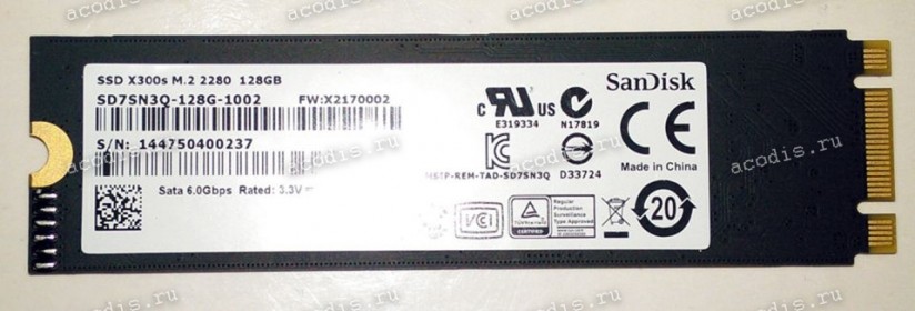 NGFF M.2 2280 SSD B&M key SanDisk SD7SN3Q-128G-1102 128Gb (03B03-00034100) SSD 128GB X300s M.2 2280 X2170002 с разбора