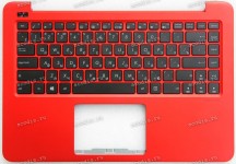 Keyboard Asus E402MA-1R + topcase + touchpad (0KNL0-4120RU00, 90NL0031-R31RU0) (Black-Red/Matte/RUO)