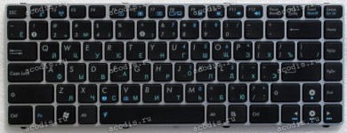 Keyboard Asus U30, U30JC, U30SD, U35, U35JC, U40, U40SD, UL30, UL30A, UL30VT, UL80, UL80VT черная с серебристой рамкой (04GNWT1KRU00-3)