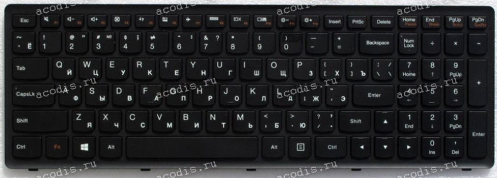 Keyboard Lenovo IdeaPad Flex 15, G500S, G505, G505A, G505G, G505S, S500, S510, S510p, Z510, черная с рамкой, гор. Enter (25211091)