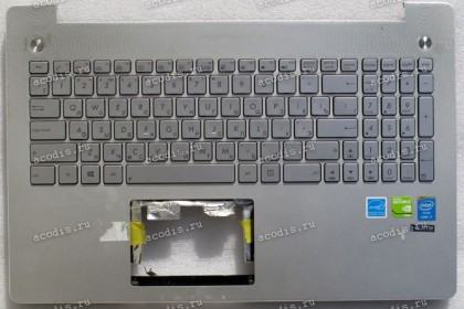 Keyboard Asus N550J, N550JV серебристая (13NB00K1AM0211, 13NB00K1AM0231, 13NB00K1AM0251, 13N0-P9A0211) + Topcase