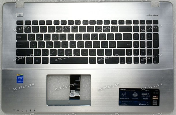 Keyboard Asus X750V, K750J серебристая (13N0-PIA0371, 13N0-PIA0411) + Topcase