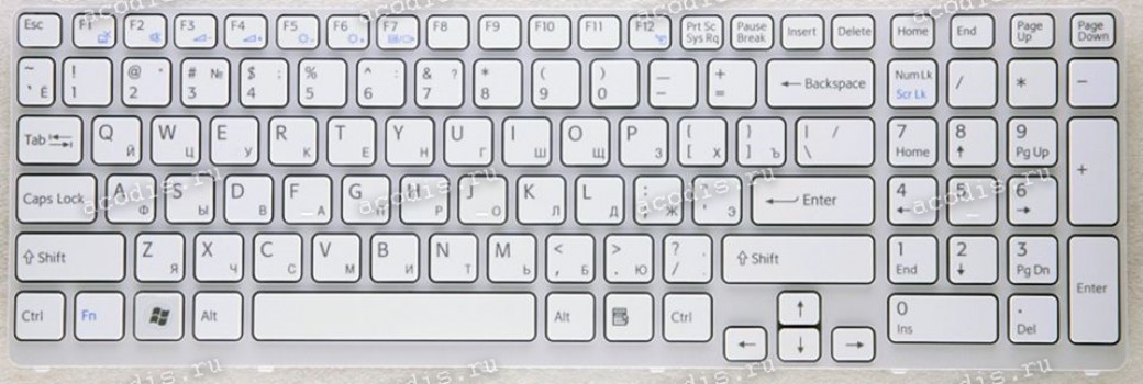 Keyboard Sony SVE 15, SVE17 белая матовая (149028851, 6H.4MRKB.038)