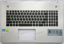 Keyboard Asus N76V серебро, чёрные клавиши, русифицированная (13N0-MHA0K11, 13GNAL1AM082-1)+Topcase