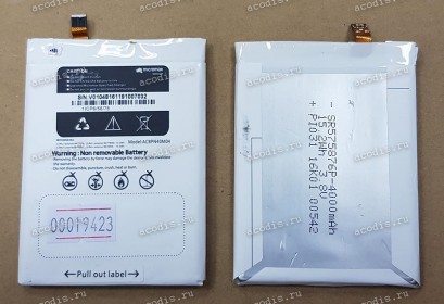 АКБ Micromax Vdeo 4 Q4251 (3,8v 4000mAh) ACBPN40M04, 1ICP6/58/78, оригинальный