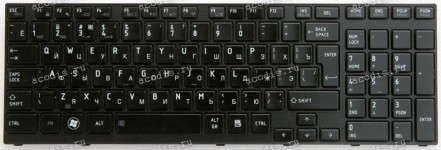 Keyboard Toshiba Satellite A660, A665-S6088 чёрная глянцевая рифлёная русифицированная (9Z.N4YBC.00R, PK130CX1A11)