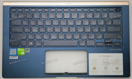 Keyboard Asus UX433FN ZenBook 14 синий русифицированный (13N1-60A0J31, 13N1-60A0321, 9Z.NFKLN.001 )+ Topcase