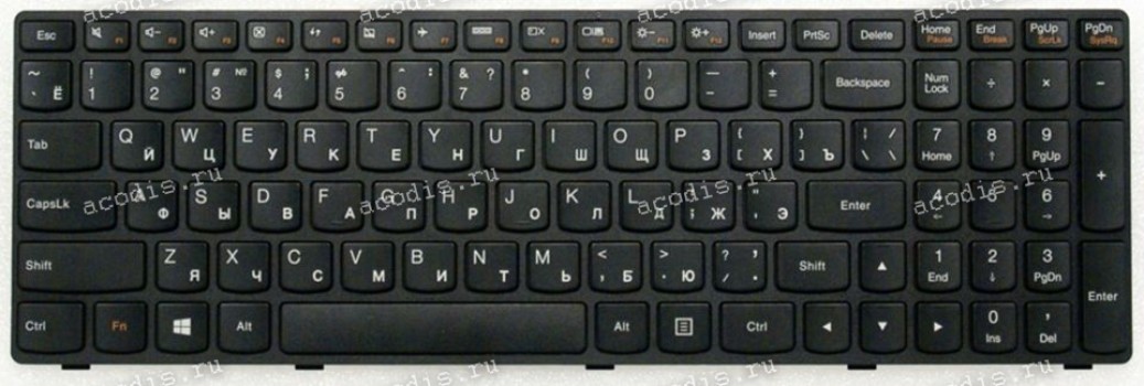 Keyboard Lenovo IdeaPad G500, G505, G510, G700 чёрная матовая русифицированная (25210902)