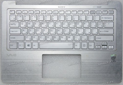 Keyboard Sony SVF-13N1, SVF13N1J2RS, SVF13N1L2RS, SVF13N1X2RS серебристый металл, русифицированная (A1999848A)+Topcase