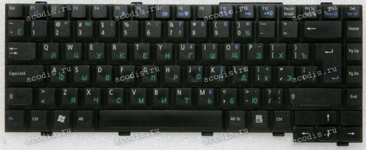 Keyboard Asus A2, A2H, A2K, A2000D1, A2000G, A25, A2500, A2500H, A28S, L5, L5G, L5GA, L5GM, L5GX чёрная матовая, русифицированная (04-N7F1KRUS1)