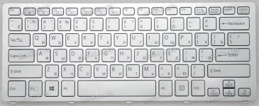 Keyboard Sony SVF14N1J2R, SVF14N2J2R, SVF14N1D4R с подсветкой, русифицированная, серебристая (149264051) с рамкой