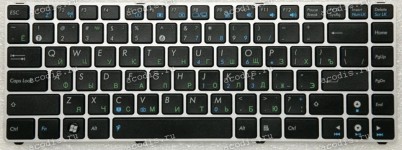 Keyboard Asus U20, UL20 чёрная на серебристой рамке, русифицированная (04GNX62KRU00-2, 0KN0-G62RU0211)