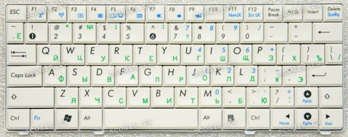 Keyboard Asus Eee PC 900HA, 900HD, PC S101, PC T91 белая русифицированная (V100462CS1, 0KNA-111RU01)