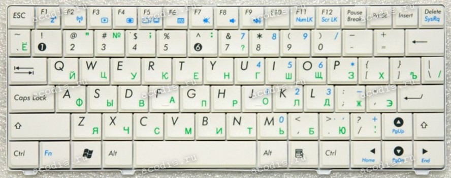 Keyboard Asus Eee 900HA, PC 900HD, PC S101, PC T91 белая русифицированная (V100462CS1, 0KNA-111RU01)