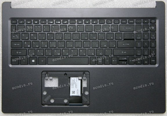 Keyboard Acer Aspire 5 A515-54G чёрная на тёмно-сером, матовая,  русифицированная (1KAJZZ70619, 29F106K7601, 6BHDEN7043, 42F15207601, EAZAU00205A) + Topcase original NEW